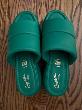 Seychelles Emerald Green Padded Slide Sandals